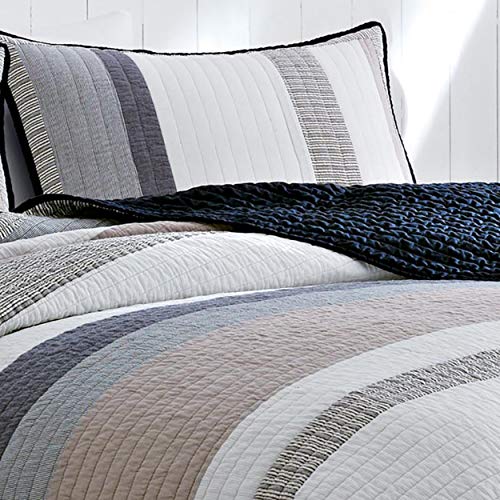 Nautica - Quilt, Cotton Reversible Bedding, Home Decor for All Seasons (Tideway Tan/Grey, King)