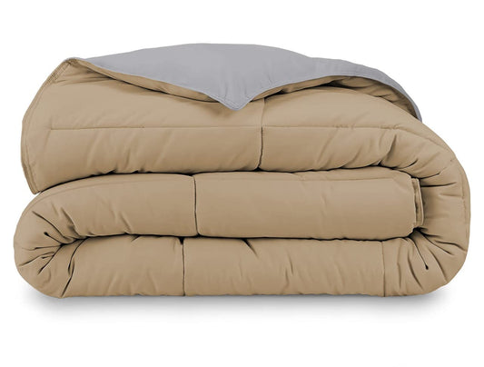 Elegant Décor Lightweight Comforter All Season Down Full XL Bed Comforter Summer Duvet Insert Quilted Reversible Comforters (Size -Full XL 90 X 90 Inches Color- Taupe)