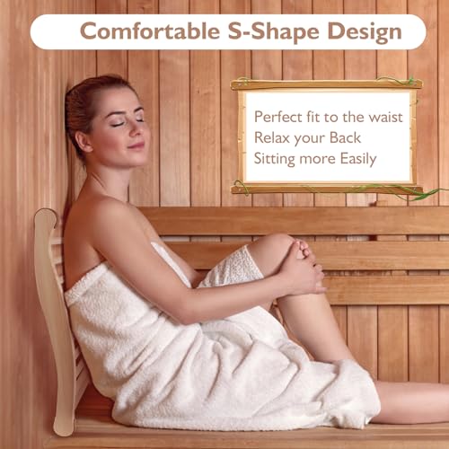 Sauna Backrest Wiiyita Sauna Accessories Wooden Slip-Resistant Non-Toxic Comfortable S-Shape Design Sauna Chair with Back, Sauna Accessories for Any Barrel or Infrared Sauna