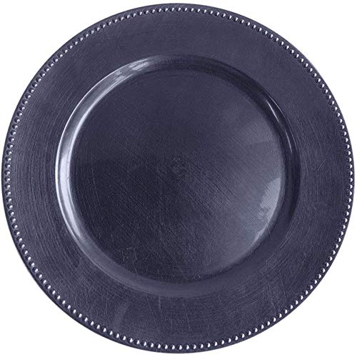 Tiger Chef Round Chargers for Dinner Plates - Charger Plates Navy Blue Beaded - 13-inch Wedding Charger Plates (48 Pack)