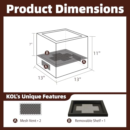 KOL 13"L.x13"W.x11"H. Metal Square Steel Planters - Modern Cube Planter Box, Outdoor Indoor Garden Pot for Plants Trees Flowers - Commercial Residential for Patio Deck Yard - All Weather Use - Bronze