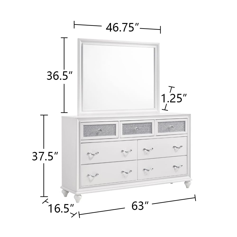 Barzini 5-Piece Upholstered Tufted Bedroom Set White, California King