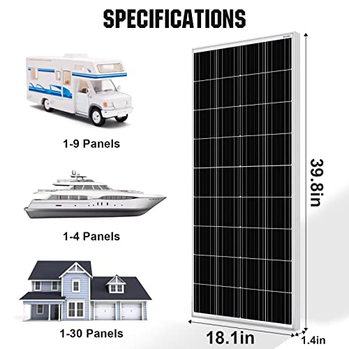 ECO-WORTHY 2pcs 100 Watt Solar Panels 12 Volt Monocrystalline Solar Panel for RV Marine Boat and Other Off-Grid Applications, 2-Pack 100W…