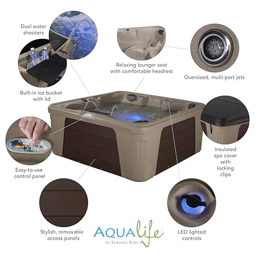 Palm Beach Outdoor Hot Tub, 5-6 Person 30-Jet, 69-Port Lounger Spa with Ice Bucket by Aqualife by Strong Spas