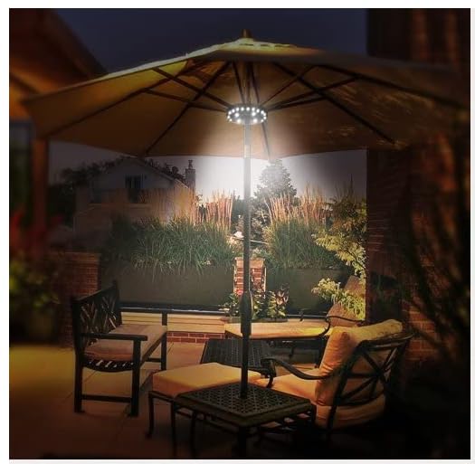 OYOCO Patio Umbrella Light 3 Brightness Modes Cordless 28 LED Lights-4 x AA Battery Operated,Umbrella Pole Light for Patio Umbrellas,Camping Tents or Indoor Use