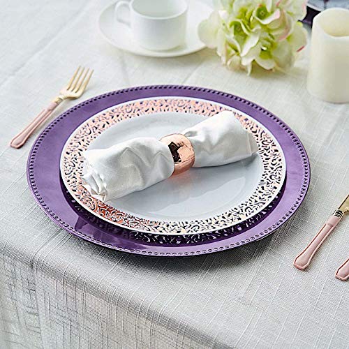 Balsa Circle 6 pcs 13-Inch Purple Crystal Beaded Round Charger Plates - Dinner Wedding Supplies for all Holidays Decorations