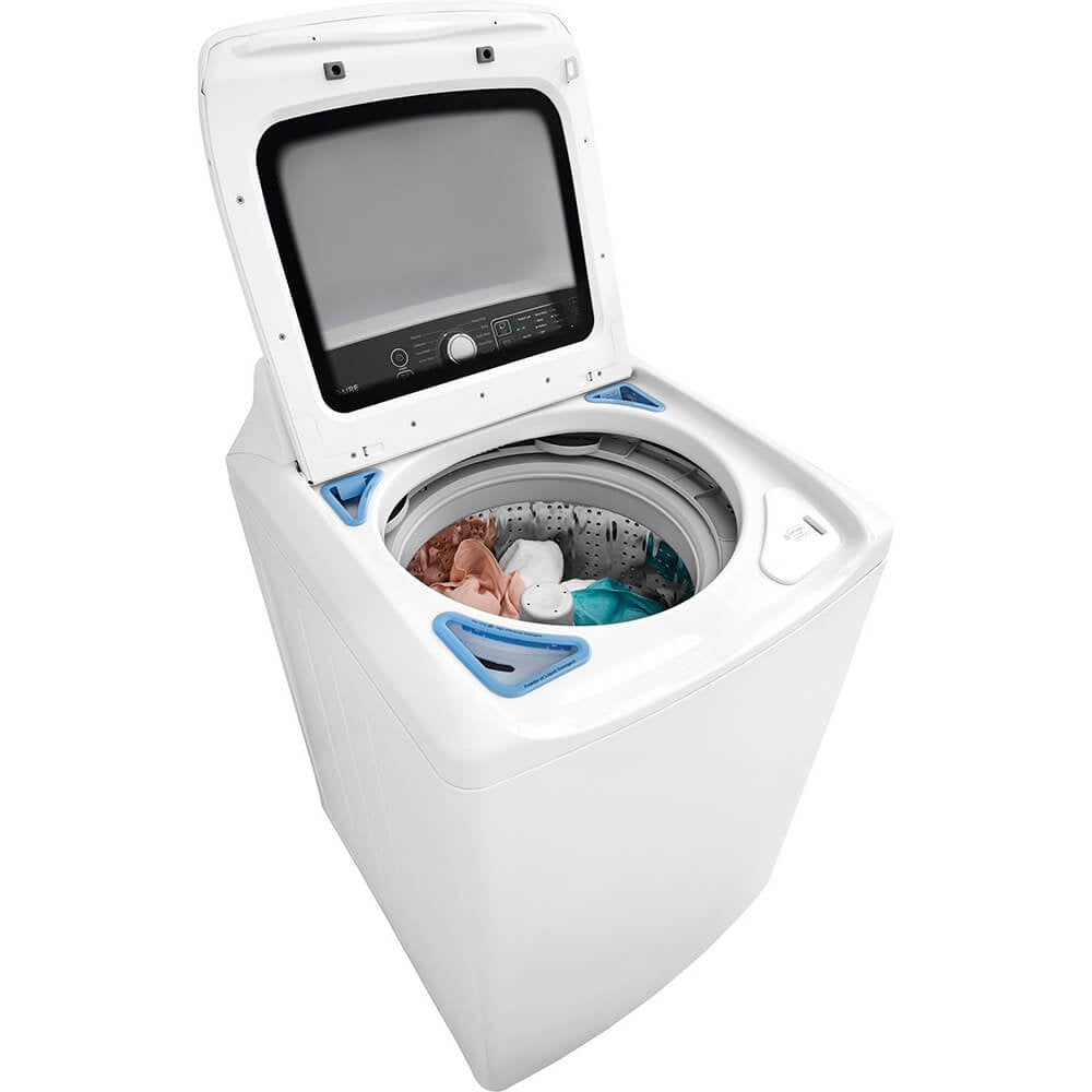 Frigidaire FFTW4120SW 4.1 cu. ft. High Efficiency Top Load Washer, 12 wash cycles, Quick Wash, Delicate, Hand Wash, Active Wear, Heavy Duty, Stainless Steel Drum, in White