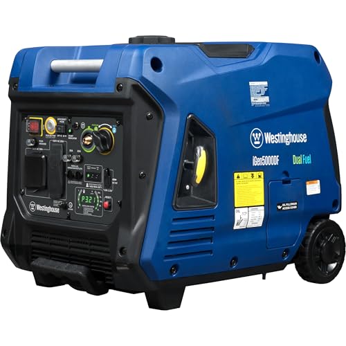 Westinghouse 5000 Peak Watt Super Quiet Dual Fuel Portable Inverter Generator, Remote Electric Start, Gas & Propane Powered, RV Ready 30A Outlet, Parallel Capable,Blue/Black