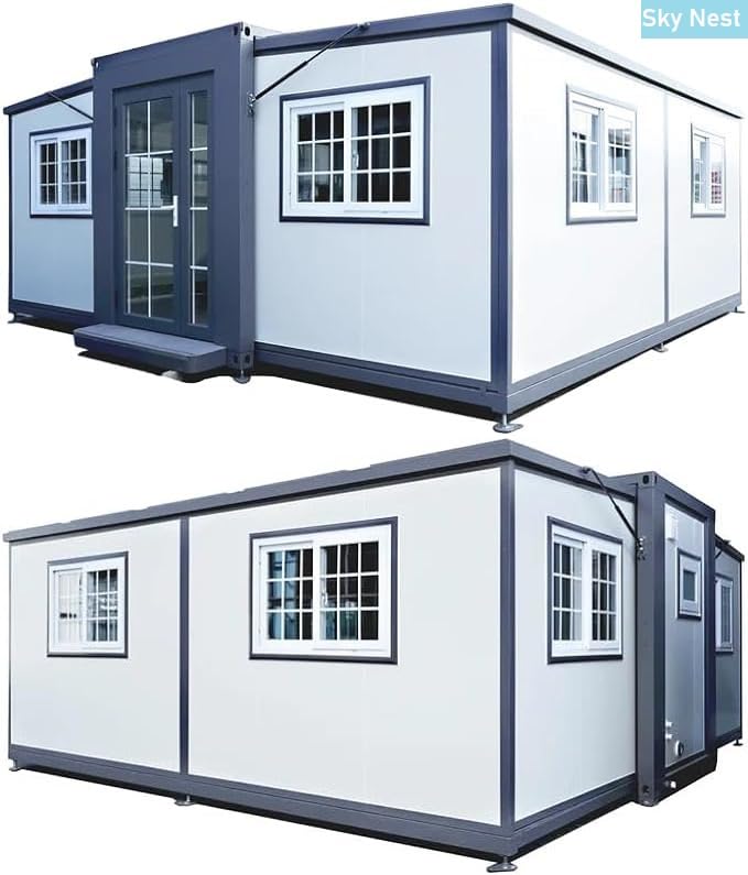 Portable Prefabricated Tiny Home 13x20ft, Mobile Expandable Plastic Prefab Conainer House for Hotel, Booth, Office, Guard House, Shop, Villa, Warehouse, Workshop (with Restroom)
