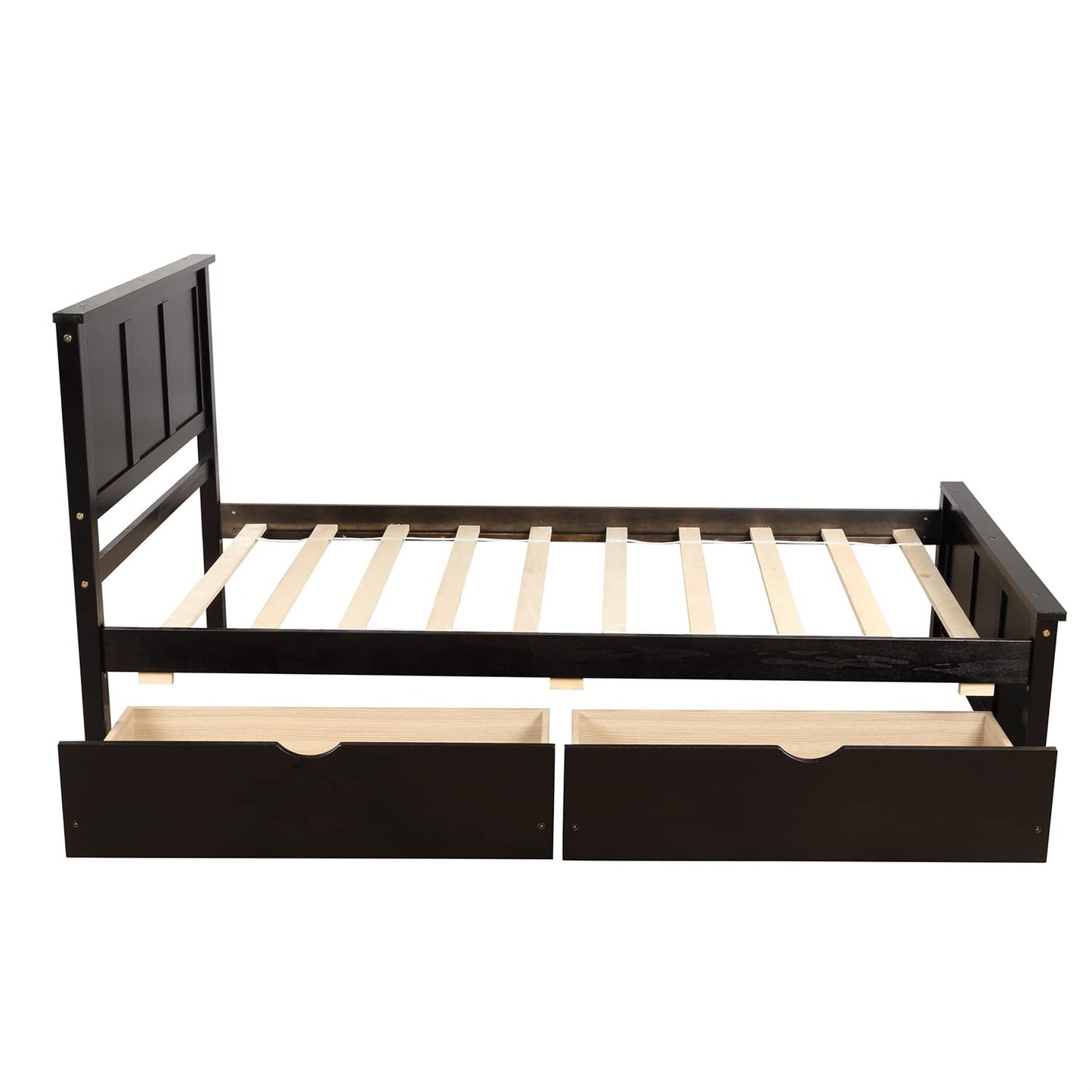 Twin Bed with Drawers,Wood Platform Bed Frame with Headboard and Footboard Wooden Captain Bed for Boys, Girls, Kids, Teens, Espresso