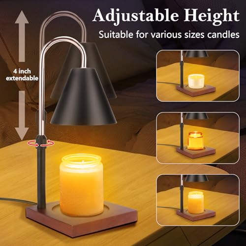 Cubetoou Candle Warmer Lamp with Timer, Adjustable Height of Candle Warmer, Vintage and Dimmable Electric Lamp Candle Warmer for Scented Candles, Great Gift for Candle Lovers (Black)