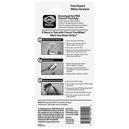 Clorox® Pool&Spa™ Swimming Pool Water Test Strips, Customized Test Results, Compatible with Clorox Pool App, 50 Test Strips (Pack of 1)