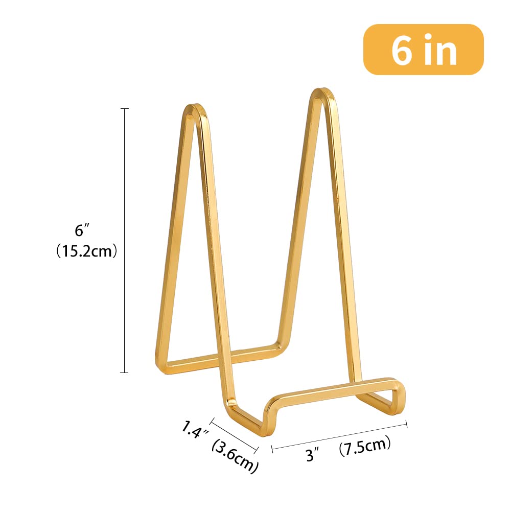 Plate Holder Easel Display Stand - 6 inch Metal Plate Stands for Display - Tabletop Picture Stand - Gold Iron Easels for Display Pictures | Photo Frames | Book | Decorative Plates | Plaque - 3 Pack