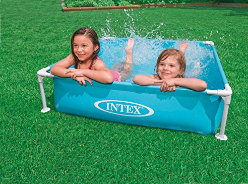 Intex 4 Foot x 12 Inch Miniature Durable Vinyl Outdoor Above Ground Frame Kiddie Swimming and Teaching Baby Pool for Ages 3 and Up, Blue