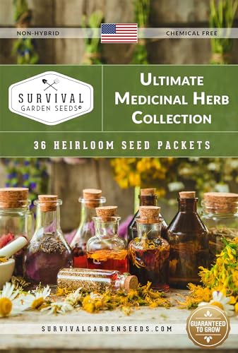 Ultimate Medicinal Herbs Collection - 36 Variety Pack of Herb Seeds for Growing Essential Healing Plants - Mixed Assortment for Homesteaders - Non-GMO Heirloom Varieties - Survival Garden Seeds