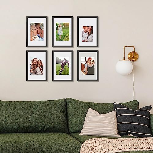 upsimples 8x12 Picture Frame Set of 5, Display Pictures 6x8 with Mat or 8x12 Without Mat, Wall Gallery Photo Frames, Black