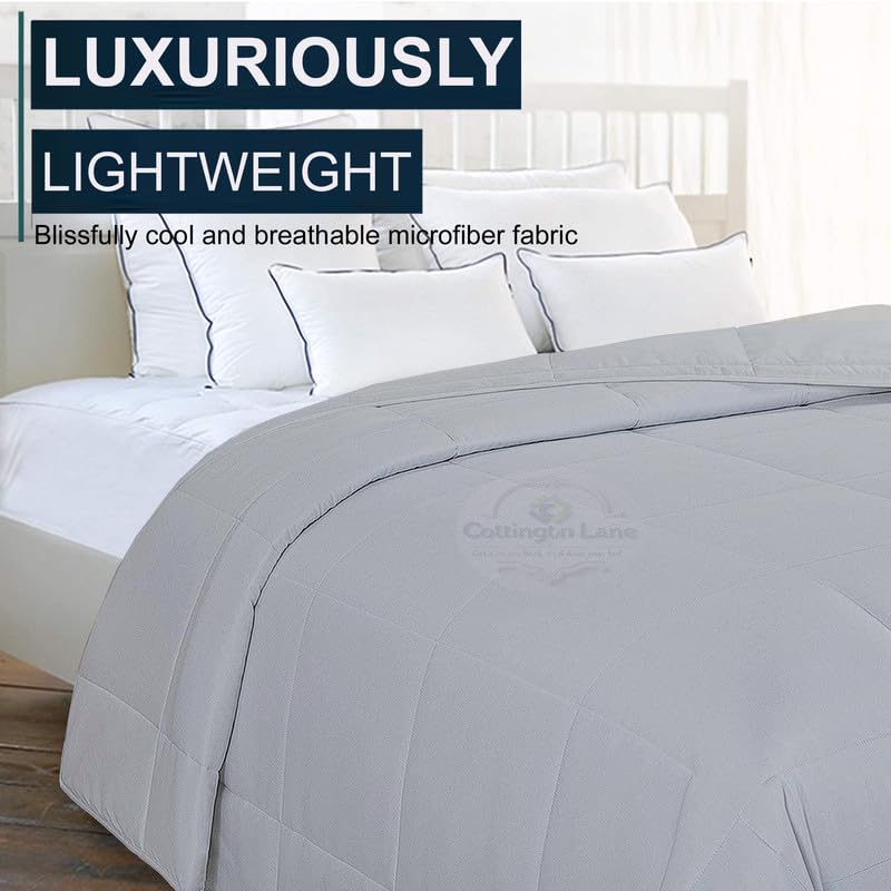 Down Alternative Comforter Full XL Size - All Season Comforter Full XL- 1 PC Comforter For Full XL Size Bed - Perfect For Sensitive Skin - Soft & Warm Down Alternative Microfiber Comforter(Light Grey)