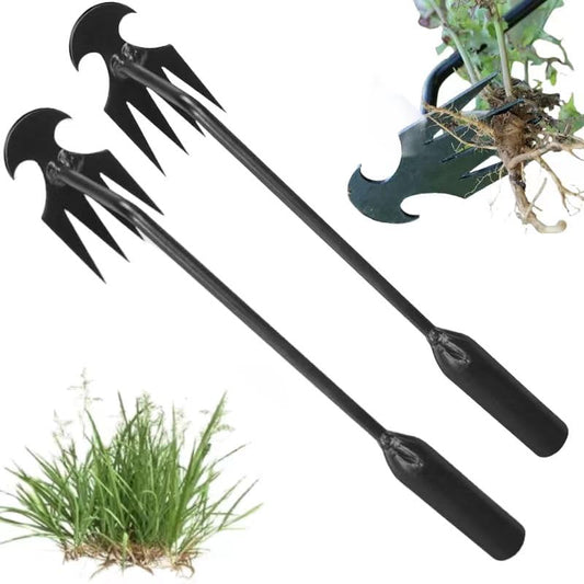 Joicim Weed Puller Tool, Weeding Artifact Uprooting Removal Tool, 4 Teethes Dual Purpose Manual Weeders, Multifunctional Tools for Garden Weeding (2PCS 16IN)