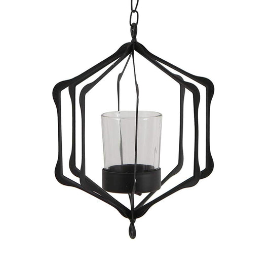 Modern Minimalist Wrought Iron Candle Chandeliers Candle Holder Decoration Creative Candle Sconces Personality Decoration Garden Decoration Cafe,Chandelier Chain Length 35cm (Color : Black)