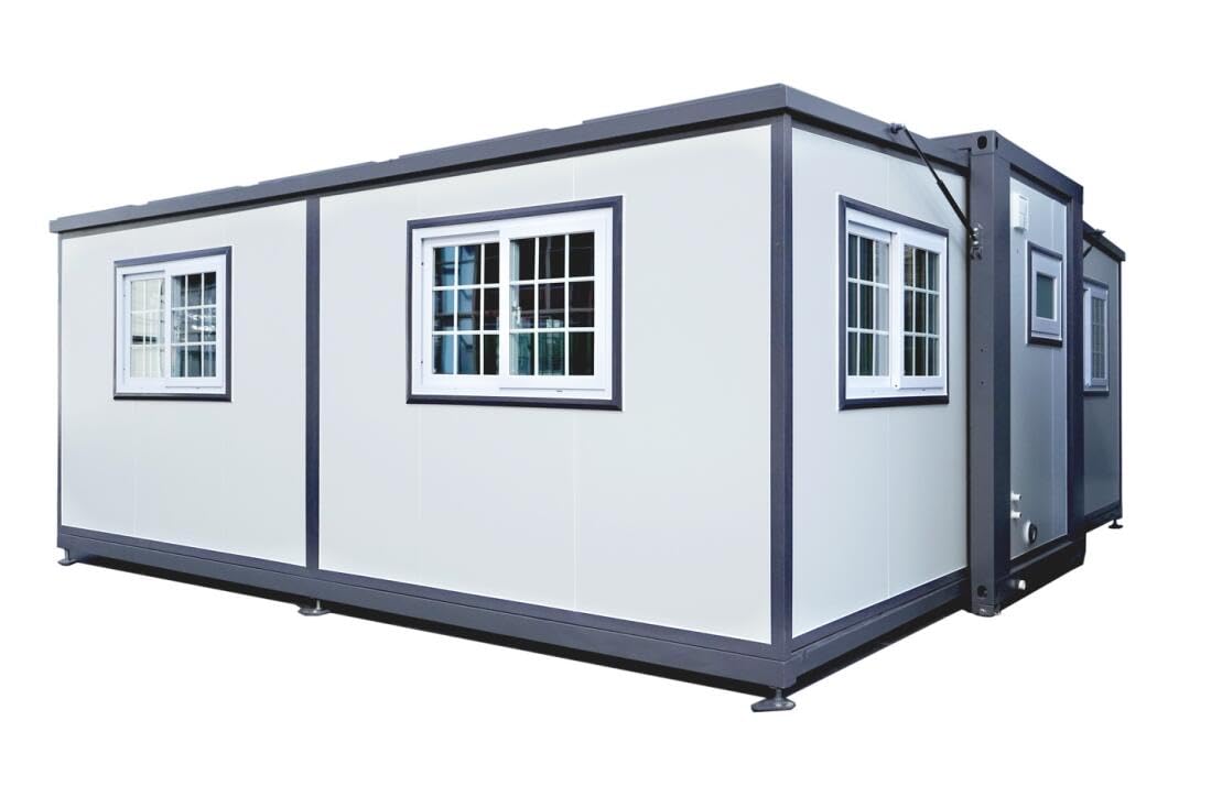 Portable Prefabricated Tiny Home 19x20ft, Mobile Expandable Plastic Prefab House for Hotel, Booth, Office, Guard House, Shop, Villa, Warehouse, Workshop (with Restroom)