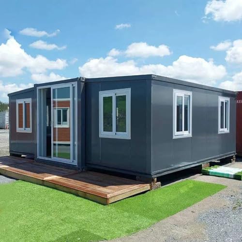 Portable Prefabricated Tiny Home 13x20ft, Mobile Expandable Plastic Prefab House for Hotel, Booth, Office, Guard House, Shop, Villa, Warehouse, Workshop (with Restroom) for Families & Remote Workers