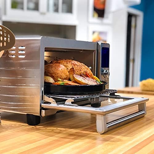 Nuwave Bravo Air Fryer Toaster Smart Oven, 12-in-1 Countertop Convection, 30-QT XL Capacity, 50°-500°F Temperature Controls, Top and Bottom Heater Adjustments 0%-100%, Brushed Stainless Steel Look