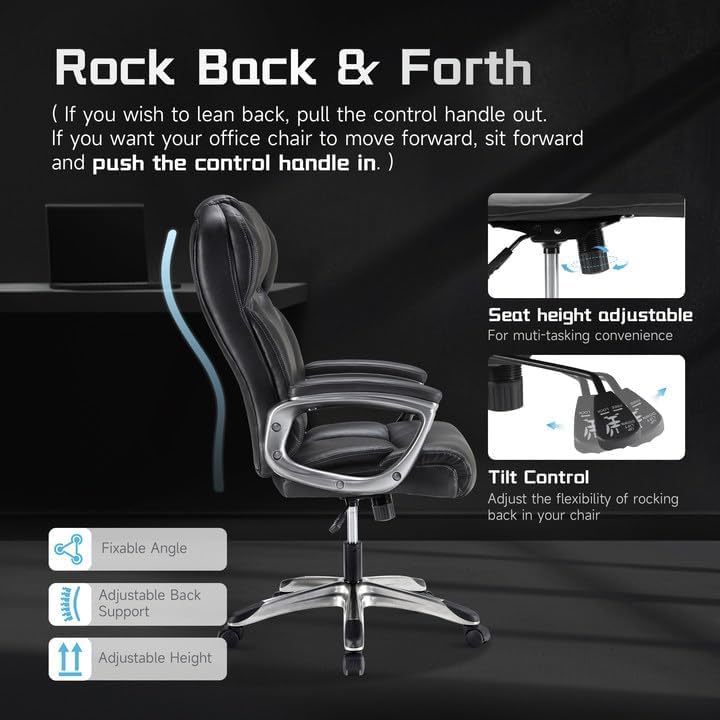 AYEASY 66'' Home Office Desks and Office Chair Set, Computer Desk with Storage with 350lbs Ergonomic Office Chair, Office Desk with PU Leather Gaming Computer Chairs, Work Desk with Executive Chair