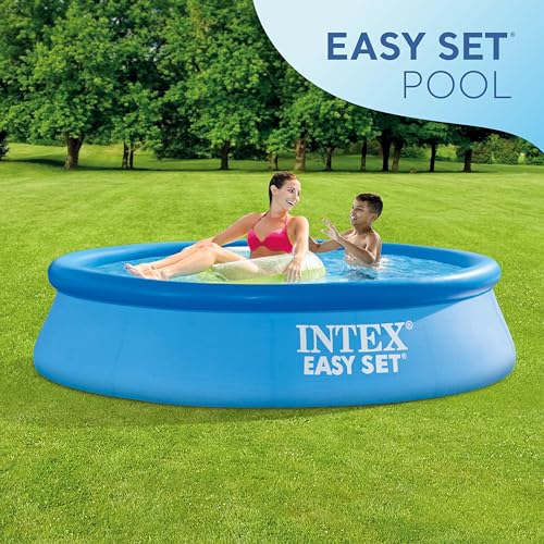 Intex 28106EH 8 x 2 Foot Round Easy Set Inflatable Above Ground Outdoor Backyard Swimming Pool with 513 Gallons of Water, Blue (Pool Only)
