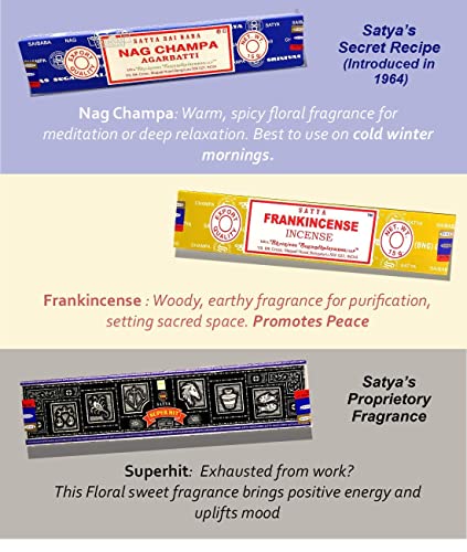 Nag Champa Incense Sticks Variety- Pack (12 Incenses, 140+ Sticks)