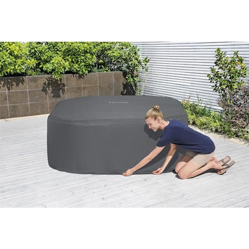 Coleman SaluSpa AirJet 4 to 6 Person Inflatable Hot Tub Square Portable Outdoor Spa with 114 Soothing AirJets and Insulated Cover, Gray