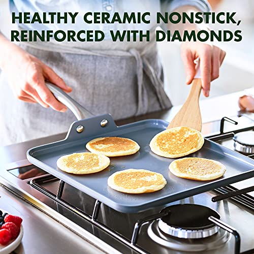 GreenPan Lima Hard Anodized Healthy Ceramic Nonstick 11" Griddle Pan, PFAS-Free, Oven Safe, Gray
