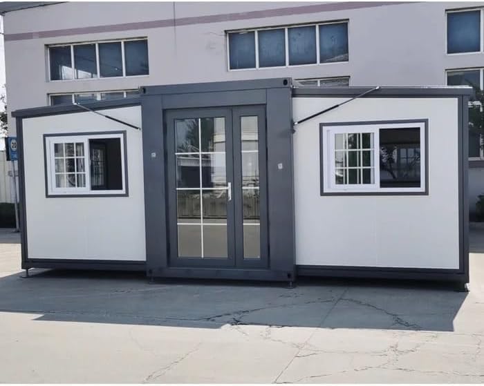 Portable Prefabricated Tiny Home 13x20ft, Mobile Expandable Plastic Prefab House for Hotel, Booth, Office, Guard House, Shop, Villa, Warehouse, Workshop (with Restroom)