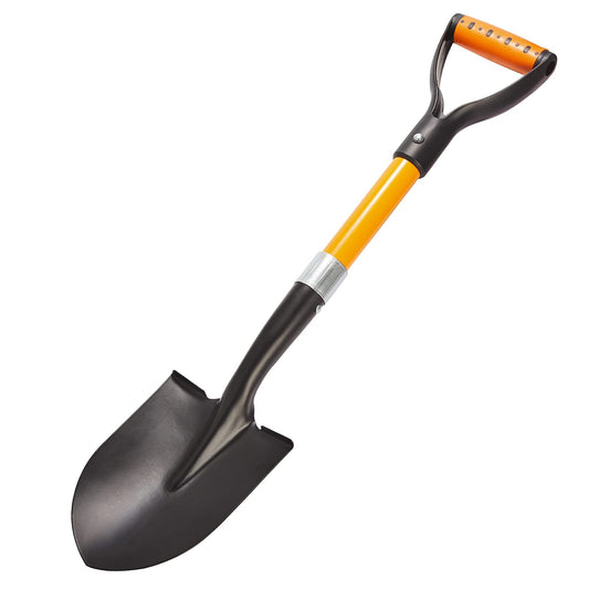 Shovel for Digging 28-inch Small Round Shovel with D-Handle Kids Metal Beach Shovel，Camp Shovel ，Garden Shovel,Gardening Tools Fiberglass Handle