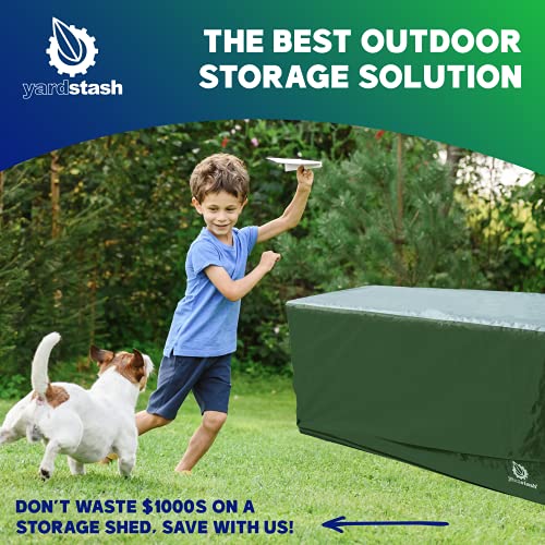 YardStash Deck Box Cover - Heavy Duty, Waterproof Covers for Outdoor Cushion Storage and Large Deck Boxes - Protects from Rain, Wind and Snow - XXL - Green