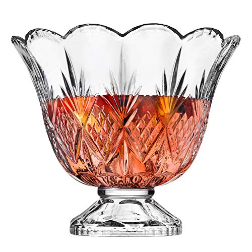 Godinger Dublin Crystal Punch Bowl Set with 8 Cups and Ladle - 10 Piece Set