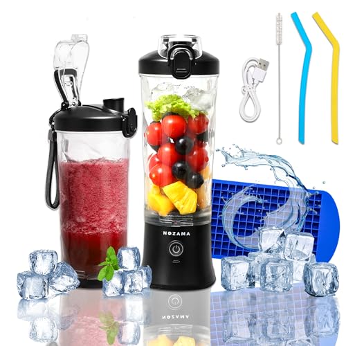 Portable Blender, Personal Size Blender for Shakes and Smoothies, 20 Oz Cup, Waterproof Mini Blender With Rechargeable USB, Juicer with 6 Blades for Home, Kitchen, Travel, Sports (Black)