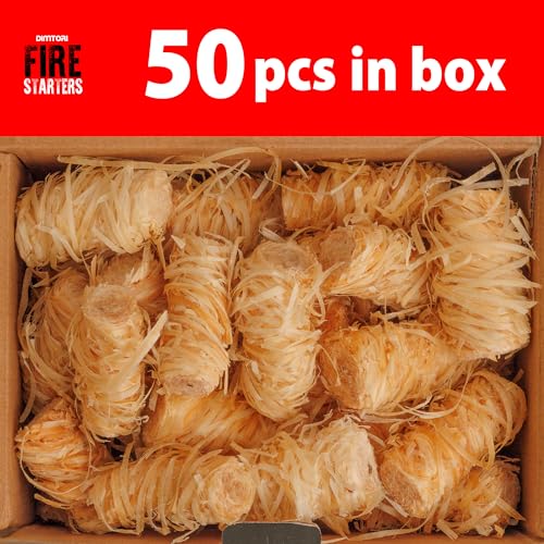 50 pcs Fire Starter for Indoor and Outdoor Use - Natural, Eco-Friendly Firelighter for Grills, Smokers, Fire Pits, Wood Stoves - Waterproof, All-Weather Charcoal Starter, Fire Starters for Campfires