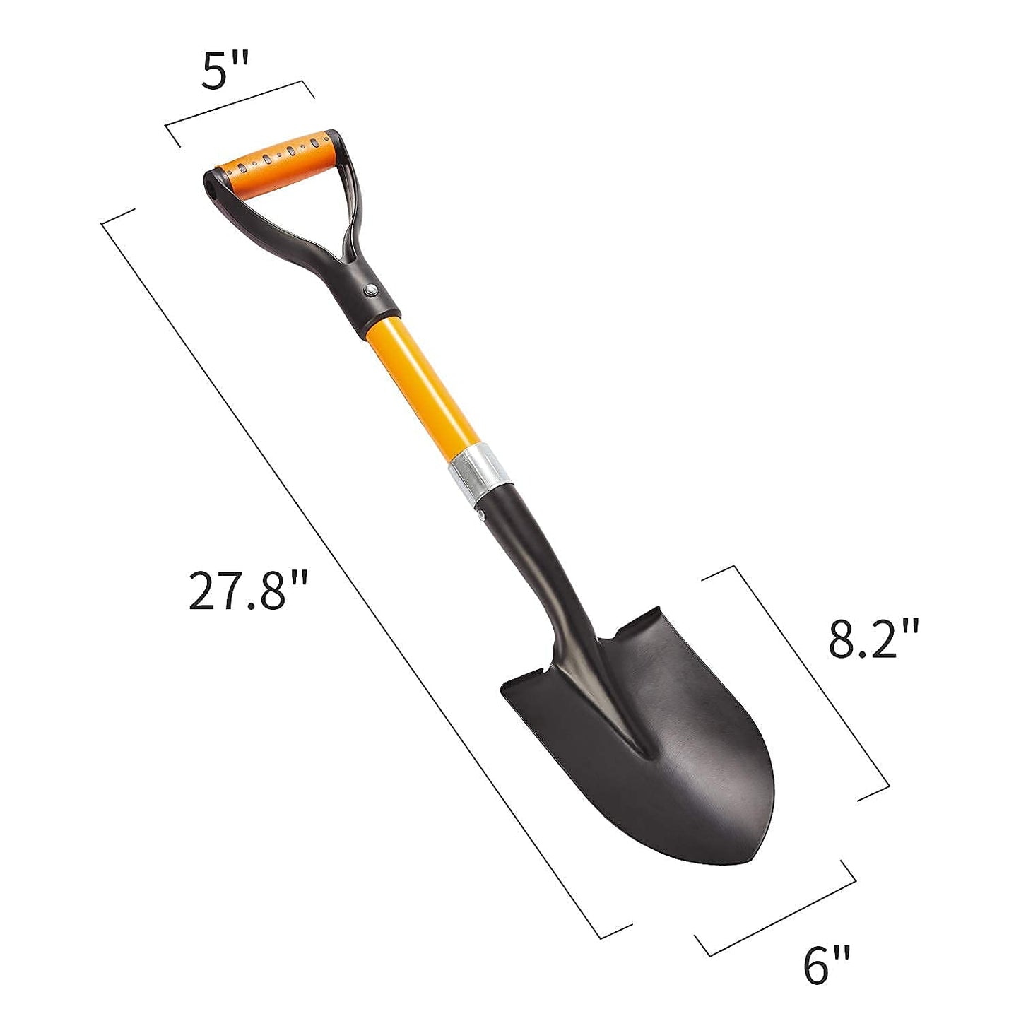 Shovel for Digging 28-inch Small Round Shovel with D-Handle Kids Metal Beach Shovel，Camp Shovel ，Garden Shovel,Gardening Tools Fiberglass Handle