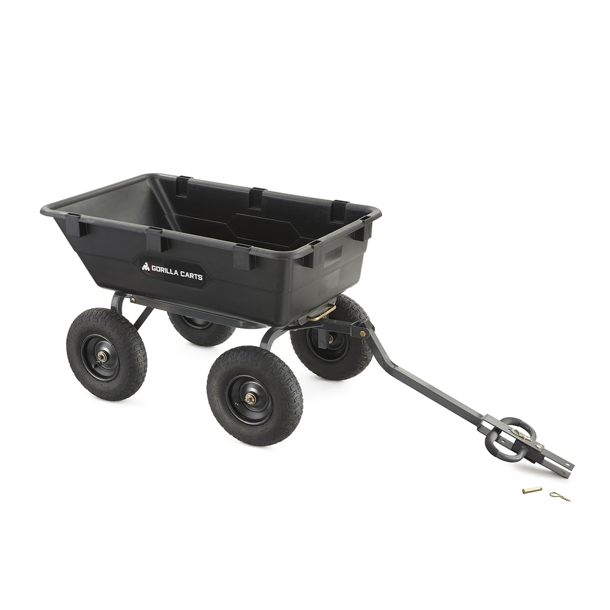 Gorilla Carts 6 Cu Ft Poly Yard Dump Cart and Utility Wagon, with Steel Frame and 1200 Pound Heavy Duty Capacity, for Lawn and Gardening, Black