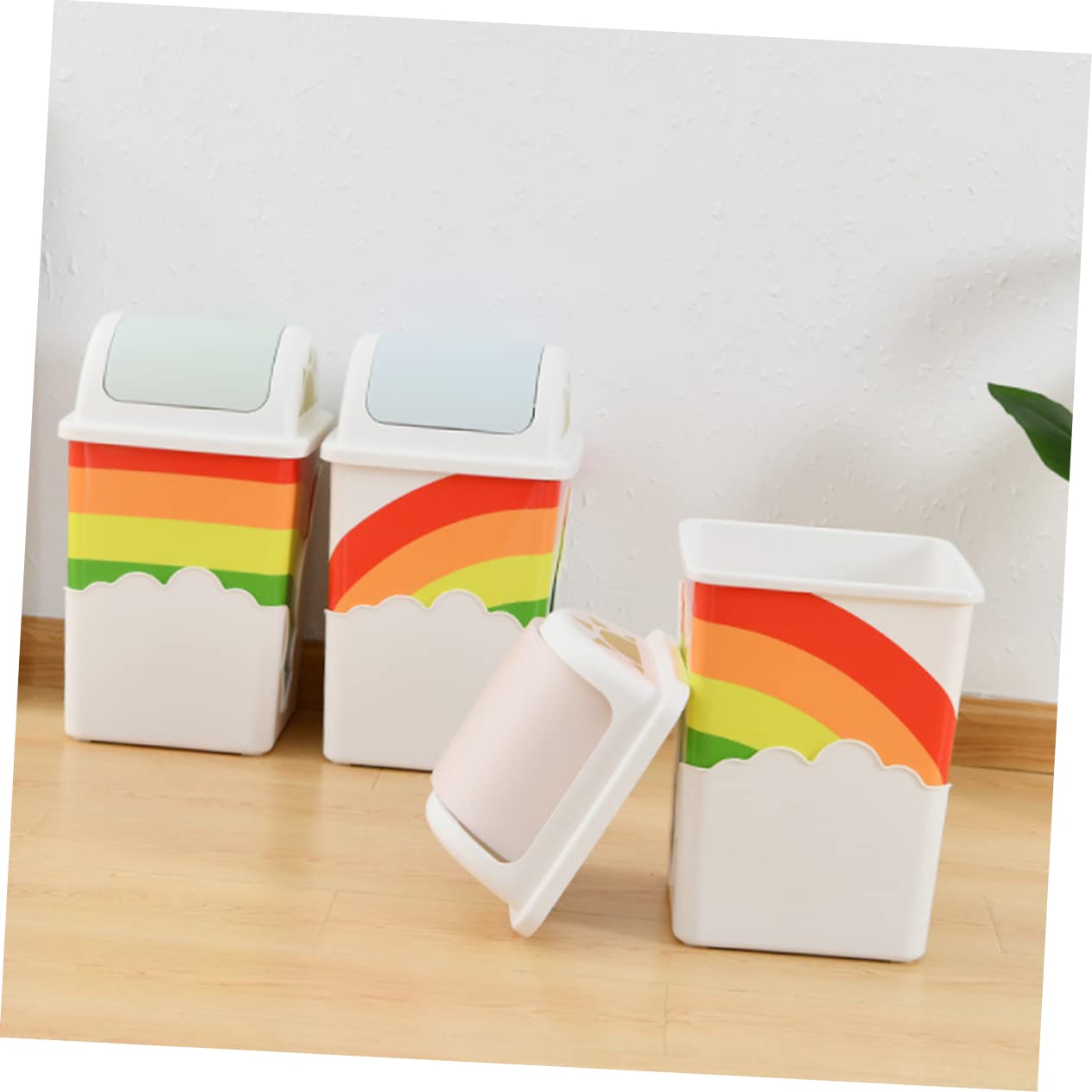 CHILDWEET 1pc 's Room Trash Can Garbage Debris Can Rainbow Office Waste Basket Mini Food Containers Basket Decor Desktop Dumpster Garbage Can Garbage Holder Large-Capacity Ash-bin