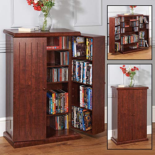 Collections Etc Multi-Functional Double Door t Media Cabinet- Storage for DVDs, CDs, Other Devices