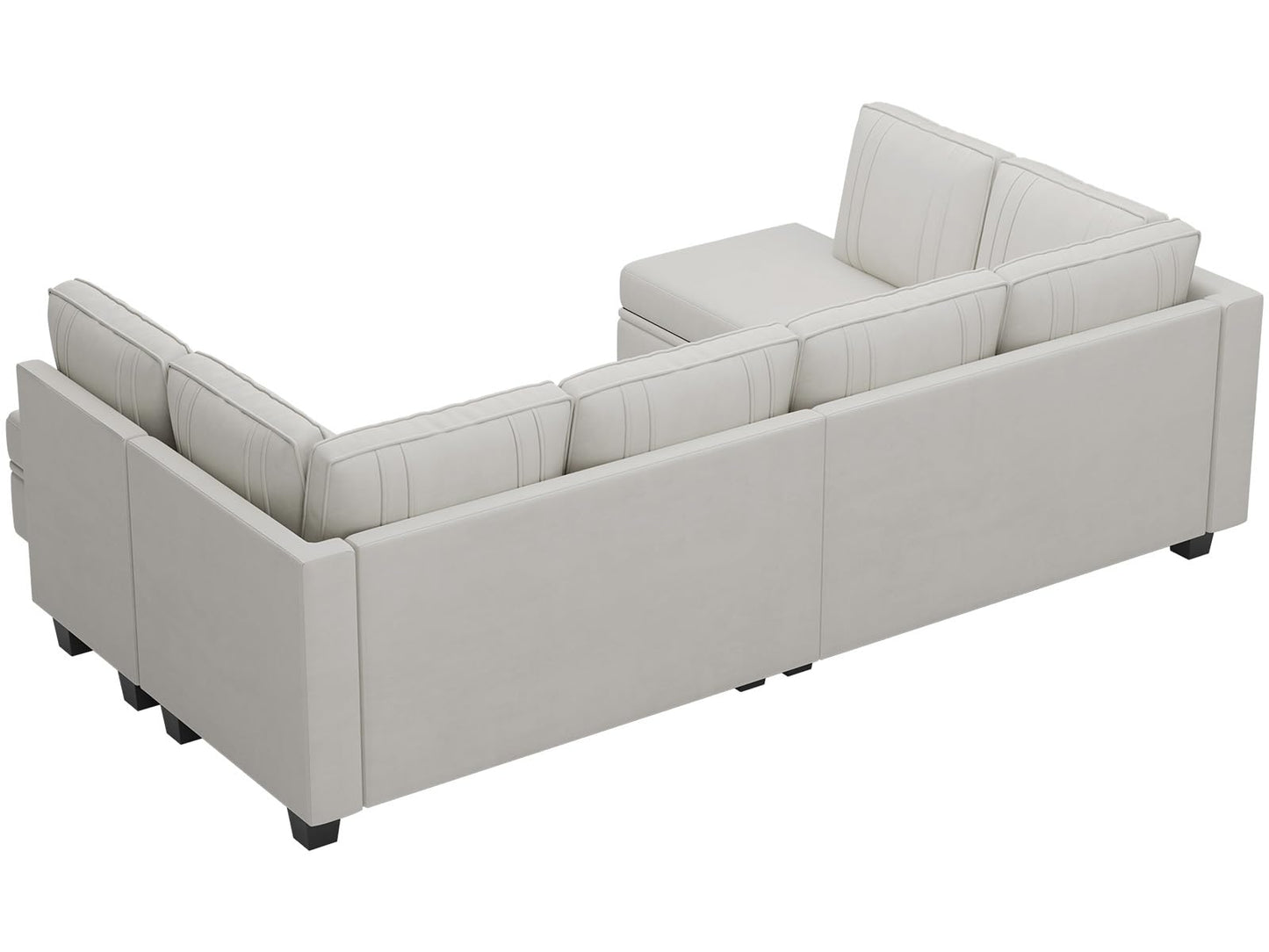 Belffin Sectional Couch with Storage Ottoman, U Shaped Sectional Sofa Couch, Convertible Set of 6 U-Shape Sectional Couch for Living Room, Beige