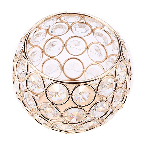 Center Pieces Decoration for Table, Candle Holder Candlestick Holders Artificial Weaving with Shining Crystal for Wedding (Gold)