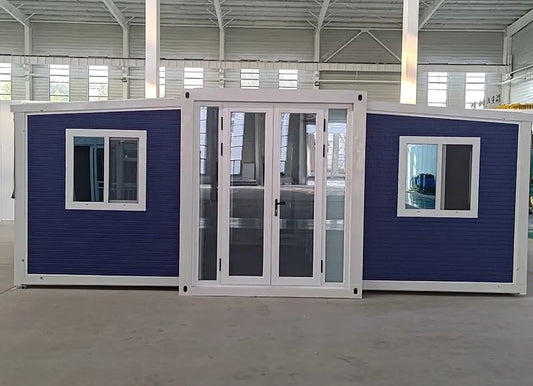 Portable Prefabricated House with Kitchen cabinets, 20 ft, Expandable, 2 bedrooms, 1 Kitchen, 1 Bathroom, Modern Home, Prefab House, with Lockable Doors and Windows
