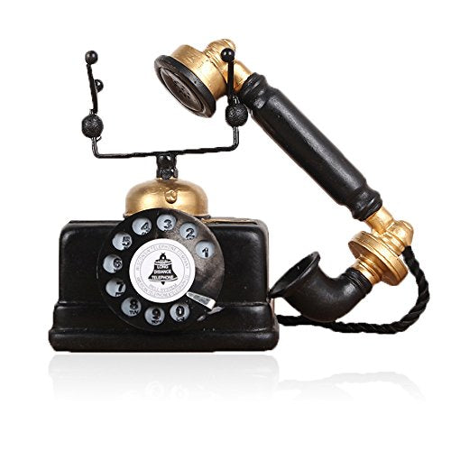 7 inch Creative Retro Telephones European Resin Rotary Dialing Telephone Decoration Cafe Bar Window Decorative Home Decoration Props (L: 7 1/4 inch X W: 3 1/8 inch X H: 6 1/4 inch)