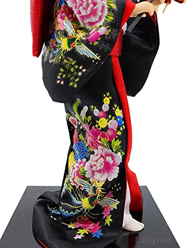 Earlyred 12 Inch Japanese Geisha Kimono Doll 30cm Asian Kimono Doll Collectible Figurine Decoration Gift Red