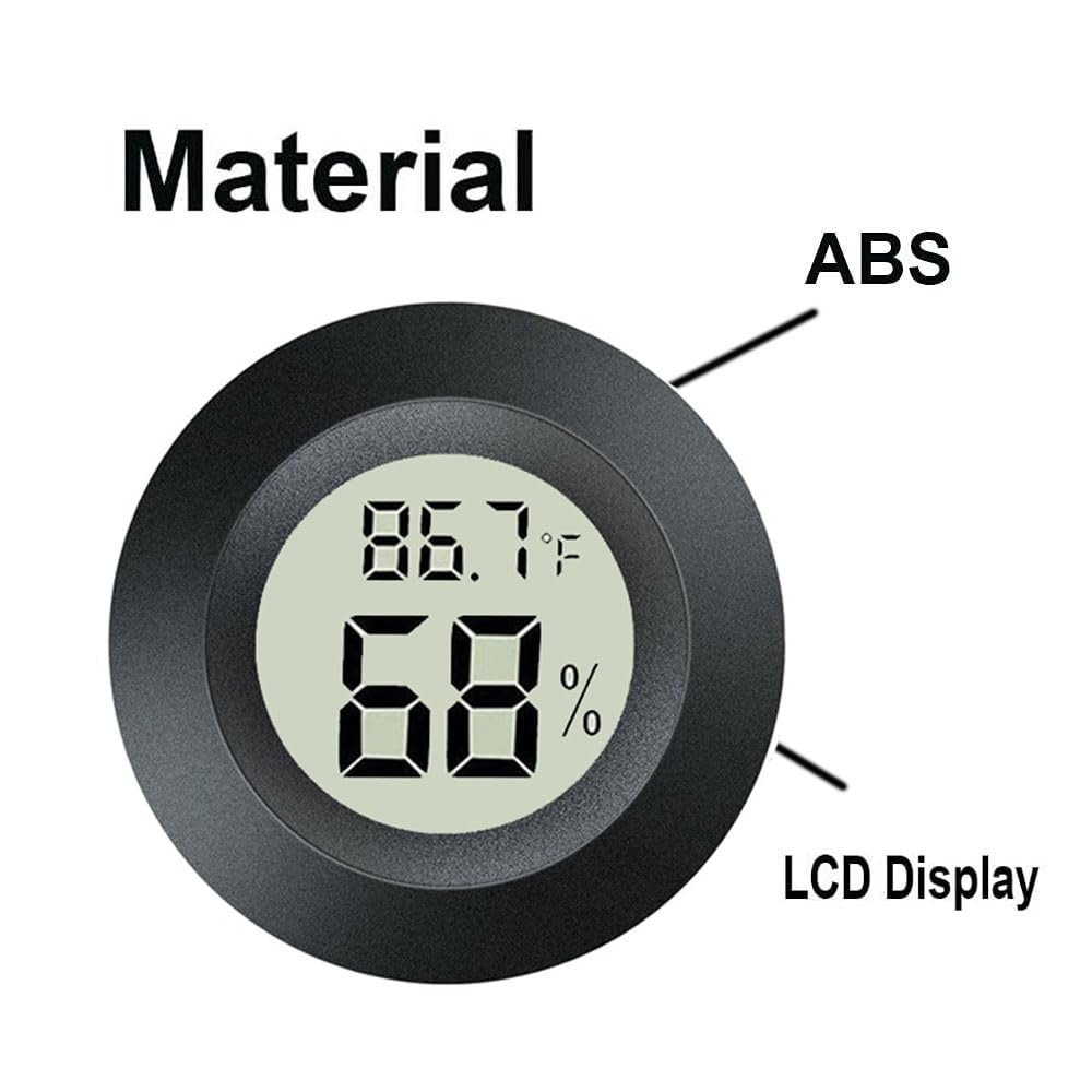 Meggsi 2 Pack Mini Digital Hygrometer Gauge Indoor Thermometer, LCD Monitor Temperature Outdoor Humidity Meter for Greenhouse Jars Incubators Guitar Case, Fahrenheit (℉) or Celsius(℃)