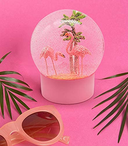 ANGELLOONG Pink Flamingo Snow Globe for Kids Girls, Originality 3D Flamingo Glitter Glass Snow Globes for Valentines Home Decor, 100MM