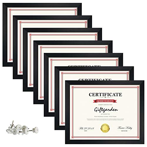 Giftgarden 7 Pack 8.5x11 Picture Frame Black, Award Certificate Diploma Document Bulk 8.5 x 11 Frames for Wall or Tabletop Display