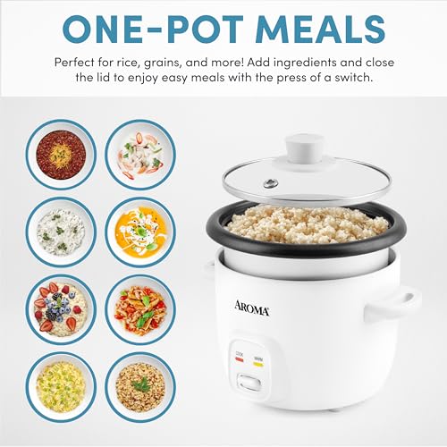 Aroma Housewares 4-Cups (Cooked) / 1Qt. Rice & Grain Cooker (ARC-302NG), White